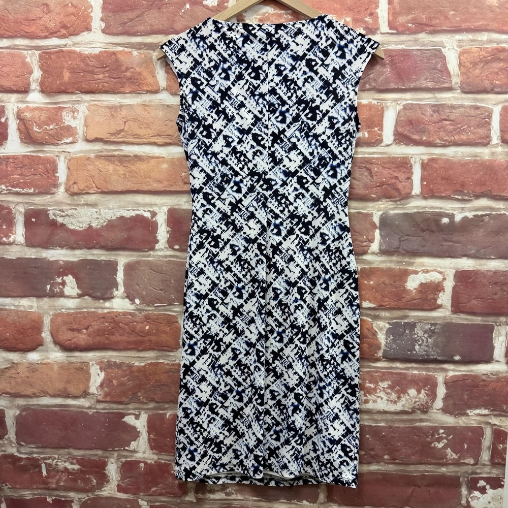 Ralph Lauren Chaps Dress Women's Small Multicolor Abstract Ruched Casual Career - Picture 2 of 9